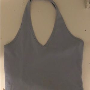 light blue crop top
